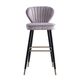 Green Velvet Upholstered Counter Height Bar Stool with Back Set of 2