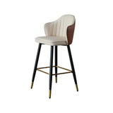 Orange Modern Bar Stool Height Upholstered Chair with PU Leather
