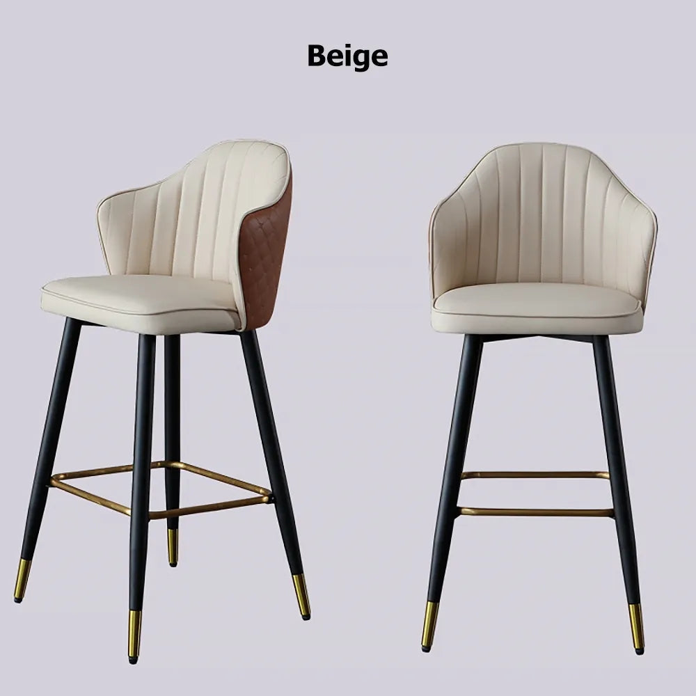 Orange Modern Bar Stool Height Upholstered Chair with PU Leather