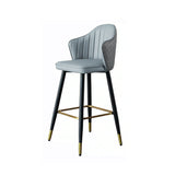 Orange Modern Bar Stool Height Upholstered Chair with PU Leather