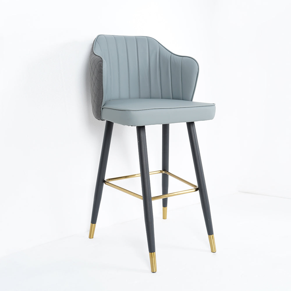 Orange Modern Bar Stool Height Upholstered Chair with PU Leather