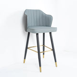 Orange Modern Bar Stool Height Upholstered Chair with PU Leather
