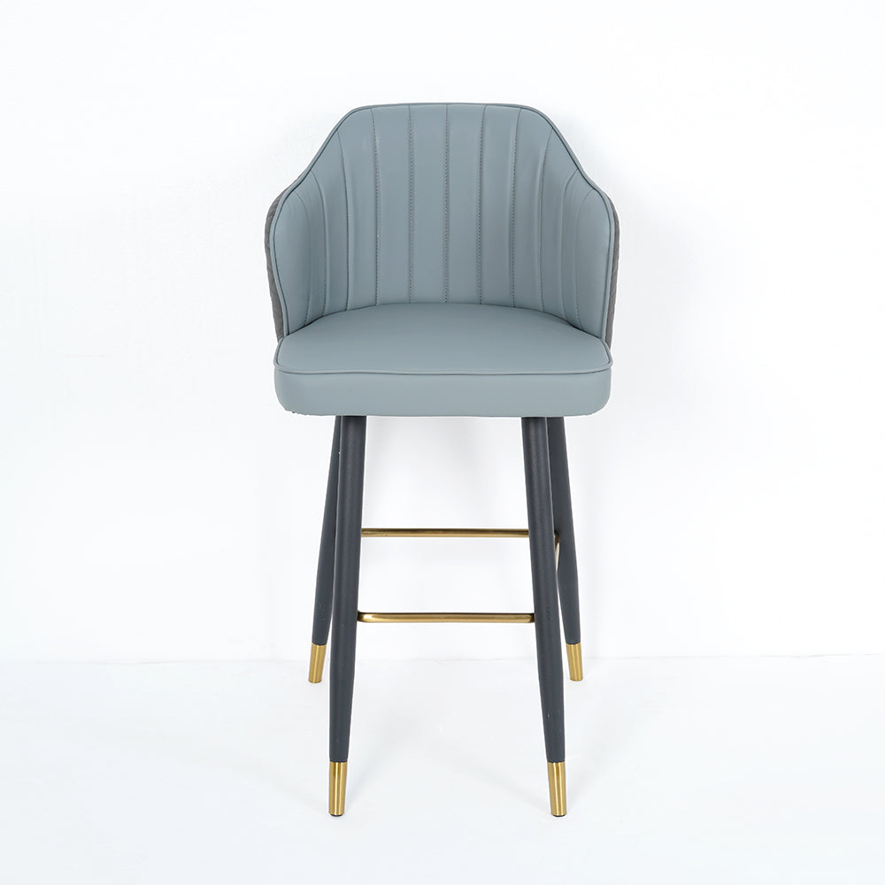 Orange Modern Bar Stool Height Upholstered Chair with PU Leather