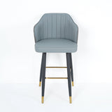 Orange Modern Bar Stool Height Upholstered Chair with PU Leather