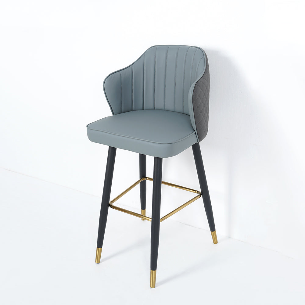 Orange Modern Bar Stool Height Upholstered Chair with PU Leather