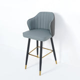 Orange Modern Bar Stool Height Upholstered Chair with PU Leather