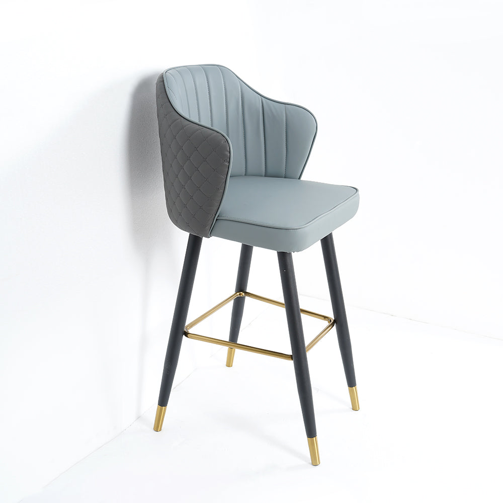 Orange Modern Bar Stool Height Upholstered Chair with PU Leather