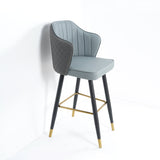 Orange Modern Bar Stool Height Upholstered Chair with PU Leather