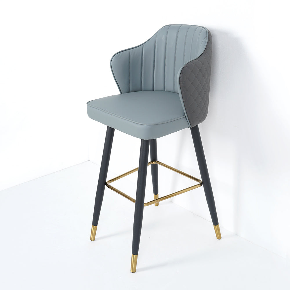 Orange Modern Bar Stool Height Upholstered Chair with PU Leather
