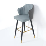 Orange Modern Bar Stool Height Upholstered Chair with PU Leather