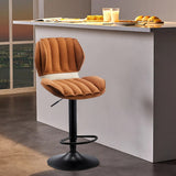Swivel Bar Stool with Backrest Adjustable Height PU Leather Upholstered