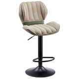 Swivel Bar Stool with Backrest Adjustable Height PU Leather Upholstered