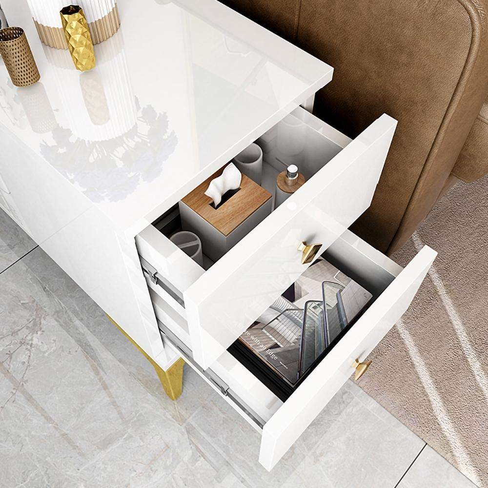 Black End Table with Storage Side Table Metal-Richsoul-End & Side Tables,Furniture,Living Room Furniture