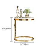 Black Round Marble Side Table with Gold Stainless Steel Frame-End & Side Tables,Furniture,Living Room Furniture