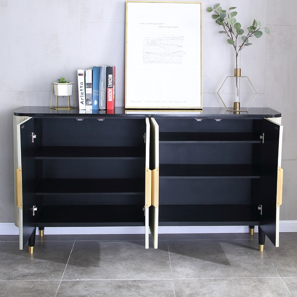 Modern Silver Sideboard Buffet With Doors&Shelves Kitchen Cabinet Gold Finish in Large