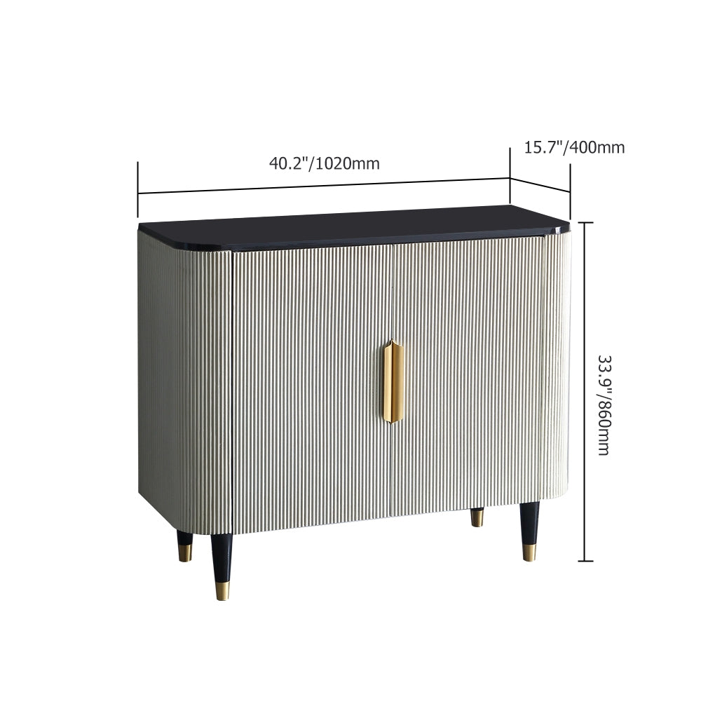 Modern Silver Sideboard Buffet With Doors&Shelves Kitchen Cabinet Gold Finish in Large