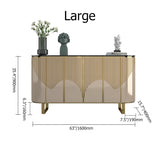 55.1" Modern Champagne Sideboard Buffet Black Faux Marble Top with 4 Doors in Medium