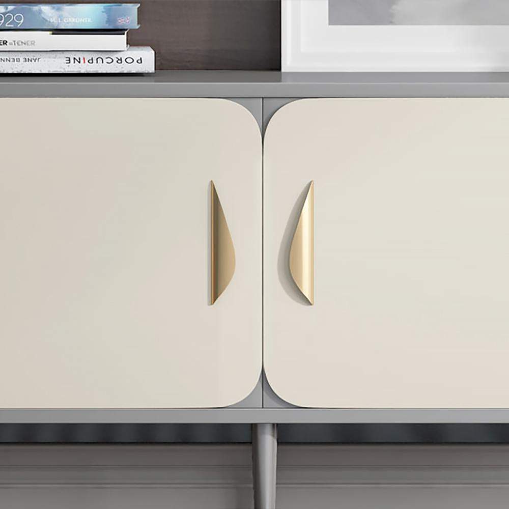 Modern White & Gray TV Stand Rectangle Media Stand TV Console with 4 Doors in Small-Richsoul-Furniture,Living Room Furniture,TV Stands