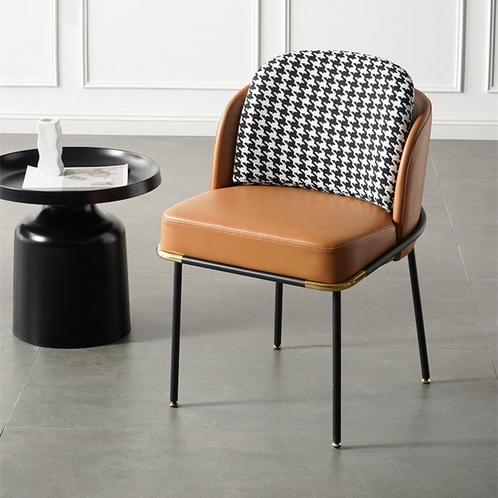 Upholstered Dining Chairs PU Leather Houndstooth Side Chair Set of 2