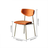 Modern Orange Upholstered Dining Chair Armless Dinging Chair Set of 2 in Gold
