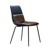 Blue Modern PU Leather Upholstered Dining Chair in Carbon Steel Legs Set of 2