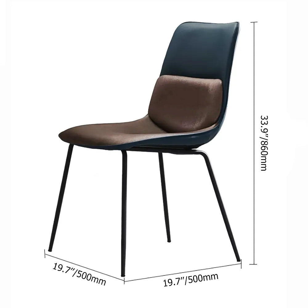Blue Modern PU Leather Upholstered Dining Chair in Carbon Steel Legs Set of 2