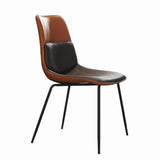 Blue Modern PU Leather Upholstered Dining Chair in Carbon Steel Legs Set of 2
