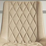 Beige Dining Chair Leather Dining Chair Set of 2 with Solid Back
