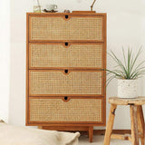 Nordic Natural 4 Drawers Chest Rattan Woven in Large-Richsoul-Cabinets & Chests,Furniture,Living Room Furniture