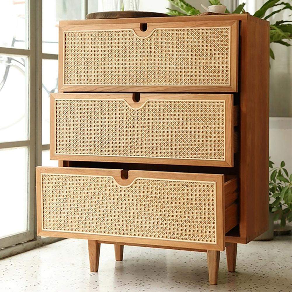 Nordic Natural 4 Drawers Chest Rattan Woven in Large-Richsoul-Cabinets & Chests,Furniture,Living Room Furniture