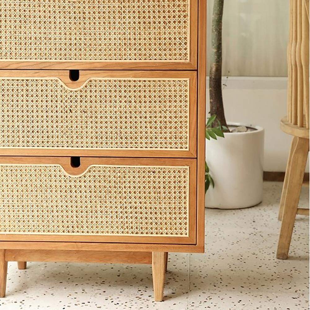 Nordic Natural 4 Drawers Chest Rattan Woven in Large-Richsoul-Cabinets & Chests,Furniture,Living Room Furniture