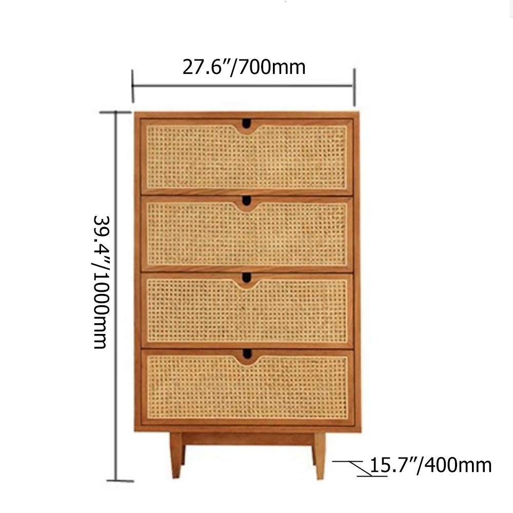 Nordic Natural 4 Drawers Chest Rattan Woven in Large-Richsoul-Cabinets & Chests,Furniture,Living Room Furniture