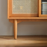 Nordic Natural Cabinet with 2 Glass Rattan Woven Doors & 2 Shelves in Small