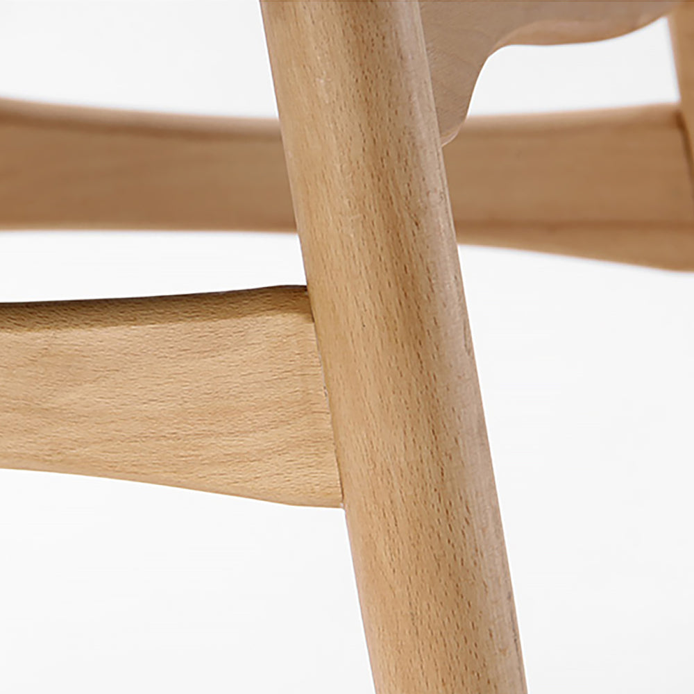 Modern Rattan Leather Dining Chair with Ash Wood and Faux Leather in Natural Finish