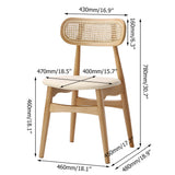 Modern Rattan Leather Dining Chair with Ash Wood and Faux Leather in Natural Finish