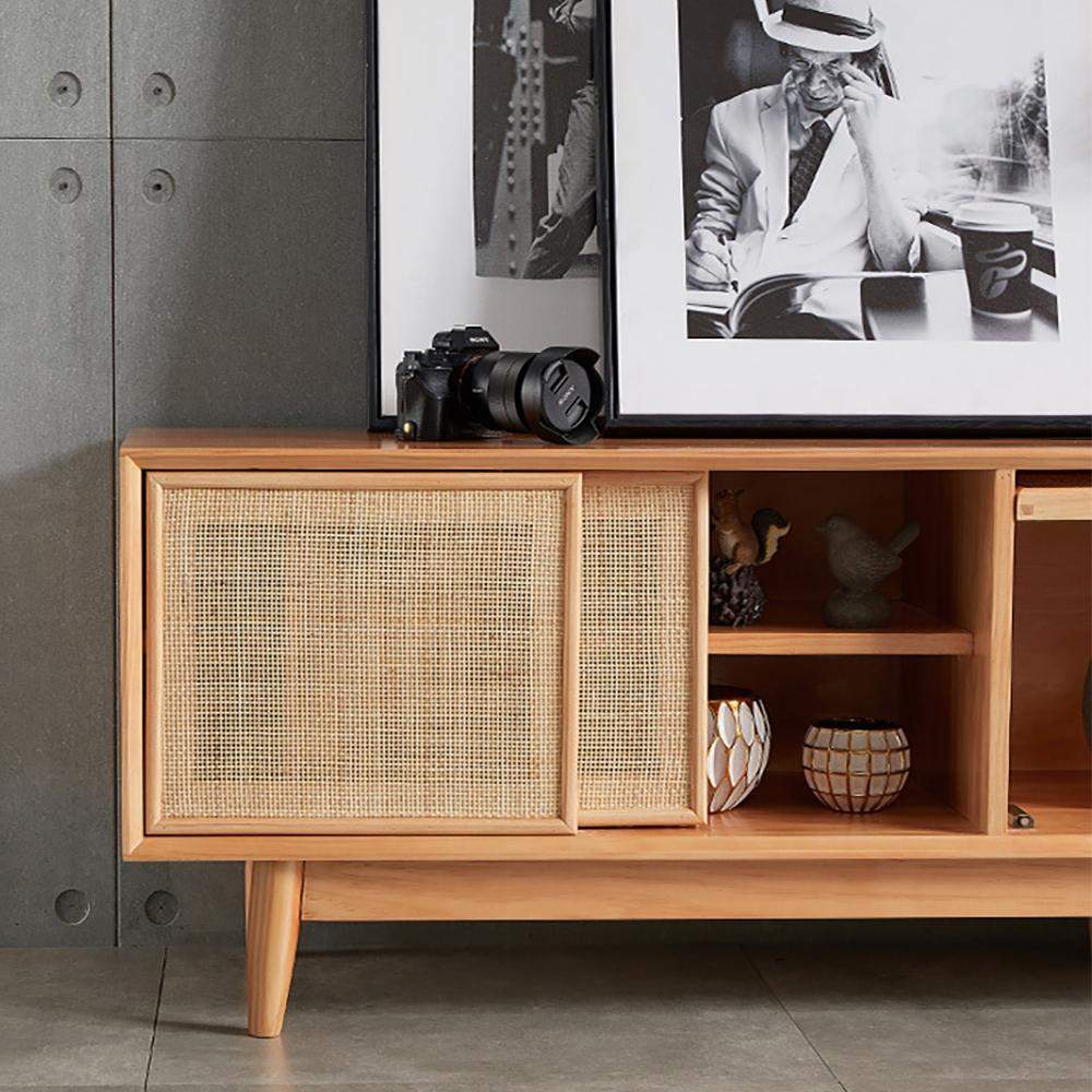 Nordic TV Stand Natural Media Console with Doors & Drawers & Shelf Rattan Woven in Large-Richsoul-Furniture,Living Room Furniture,TV Stands