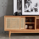 Nordic TV Stand Natural Media Console with Doors & Drawers & Shelf Rattan Woven in Large-Richsoul-Furniture,Living Room Furniture,TV Stands