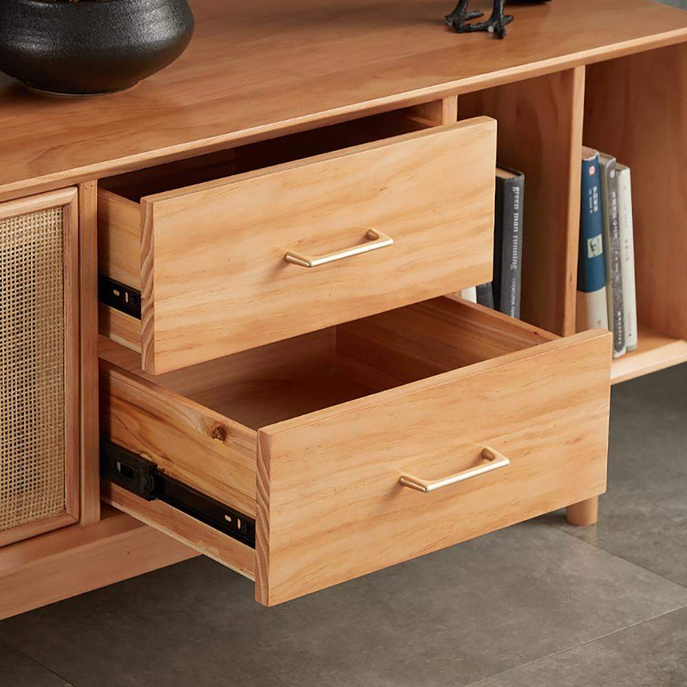Nordic TV Stand Natural Media Console with Doors & Drawers & Shelf Rattan Woven in Large-Richsoul-Furniture,Living Room Furniture,TV Stands