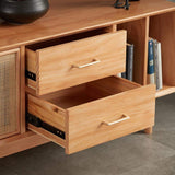 Nordic TV Stand Natural Media Console with Doors & Drawers & Shelf Rattan Woven in Large-Richsoul-Furniture,Living Room Furniture,TV Stands