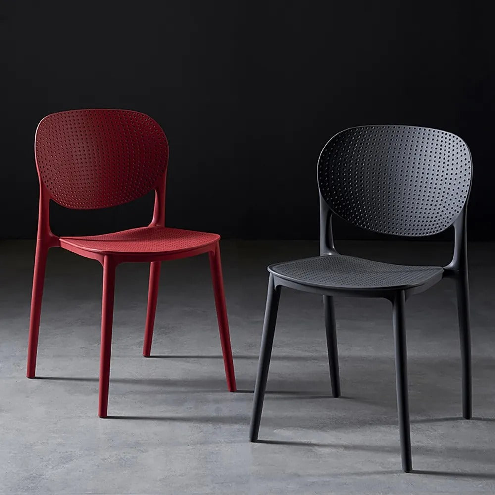 Modern Deep Gray Plastic Dining Chair Home Creative Stool Adult Armless Chair Set of 2