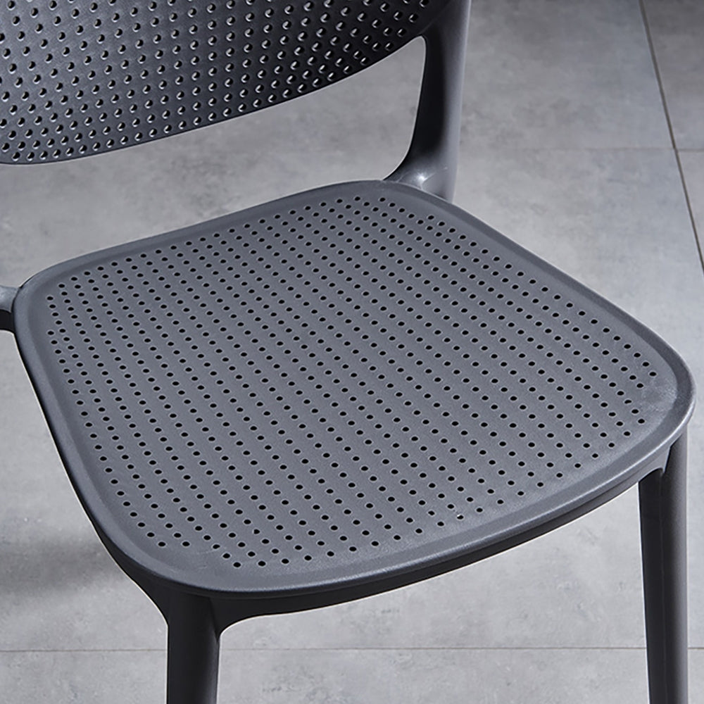 Modern Deep Gray Plastic Dining Chair Home Creative Stool Adult Armless Chair Set of 2