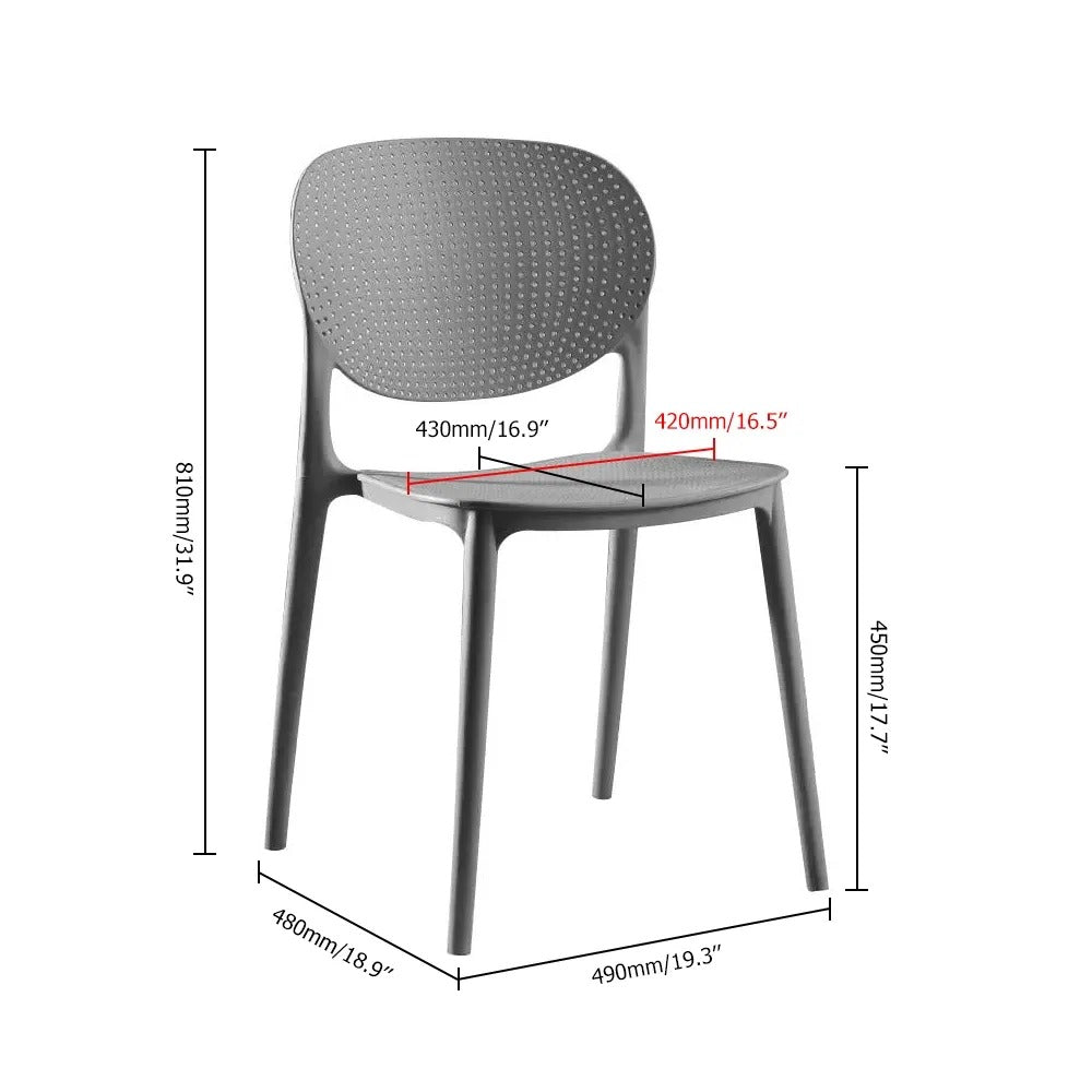 Modern Deep Gray Plastic Dining Chair Home Creative Stool Adult Armless Chair Set of 2