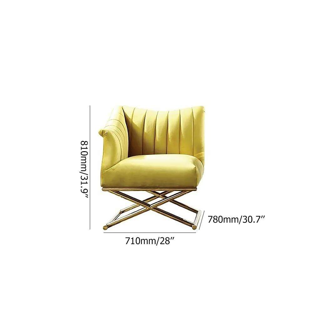 Nordic Accent Chair Velvet Upholstered in Gold Legs Style in B Right Side Chair-Richsoul-Chairs & Recliners,Furniture,Living Room Furniture