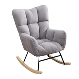 Modern Gray Accent Chair with Tufted Upholstered Cotton & Linen Rocking-Richsoul-Chairs & Recliners,Furniture,Living Room Furniture