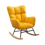 Modern Gray Accent Chair with Tufted Upholstered Cotton & Linen Rocking-Richsoul-Chairs & Recliners,Furniture,Living Room Furniture