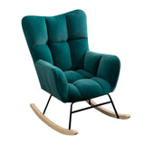 Modern Gray Accent Chair with Tufted Upholstered Cotton & Linen Rocking-Richsoul-Chairs & Recliners,Furniture,Living Room Furniture