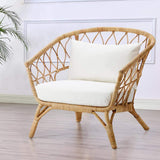 PE Rattan Accent Chair Fabric Upholstered with Cushion Chair