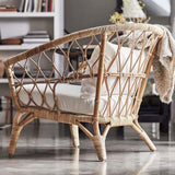 PE Rattan Accent Chair Fabric Upholstered with Cushion Chair-Richsoul-Chairs & Recliners,Furniture,Living Room Furniture