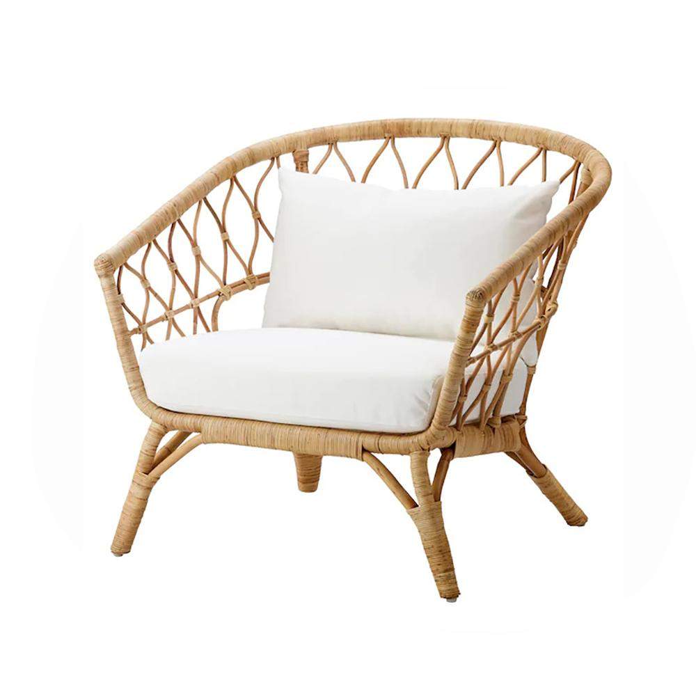 PE Rattan Accent Chair Fabric Upholstered with Cushion Chair-Richsoul-Chairs & Recliners,Furniture,Living Room Furniture