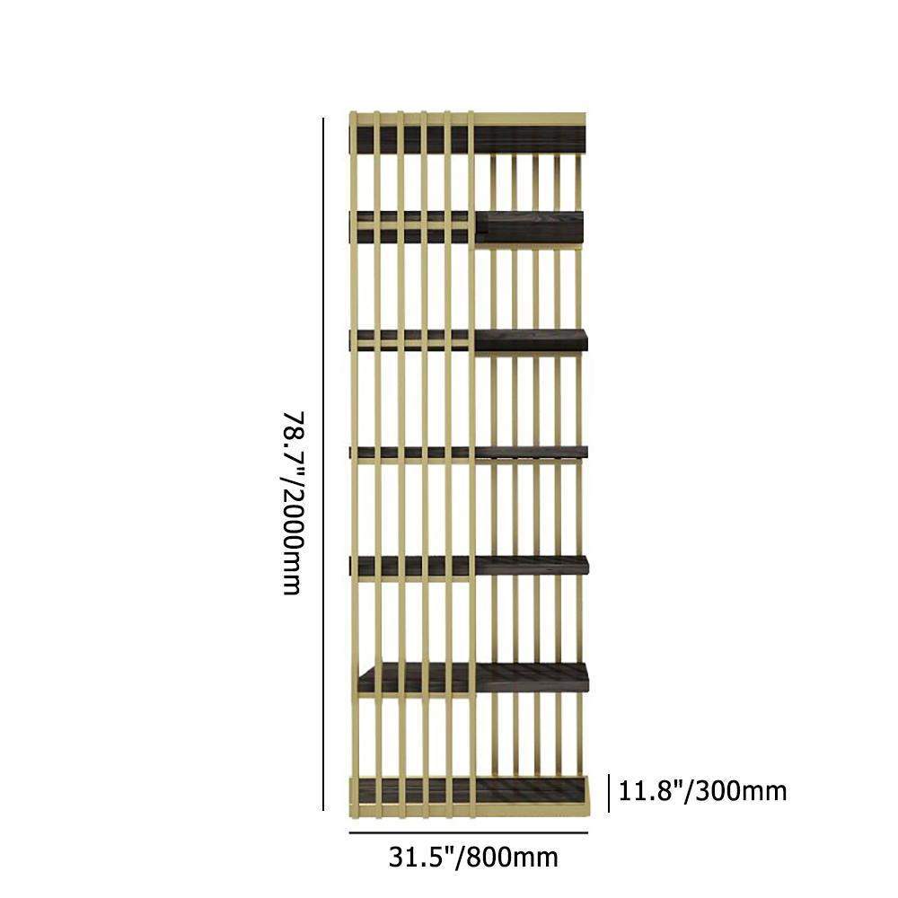 Modern Display 6-Tiered Etagere Bookshelf in Gold & Black-Bookcases & Bookshelves,Furniture,Office Furniture